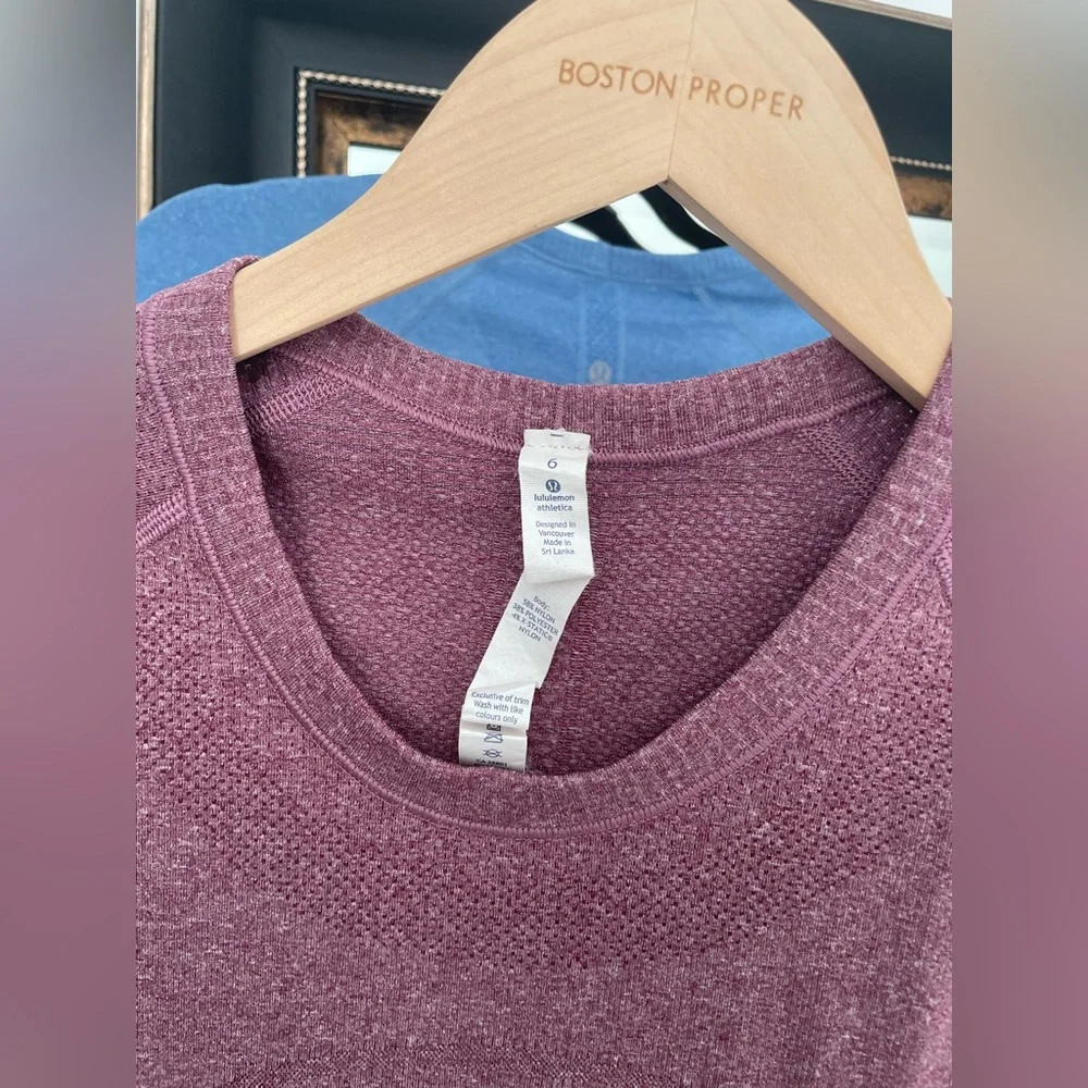 Lululemon Swiftly Tech Short Sleeve Shirts Blue Burgundy Size 6 Set of 2
